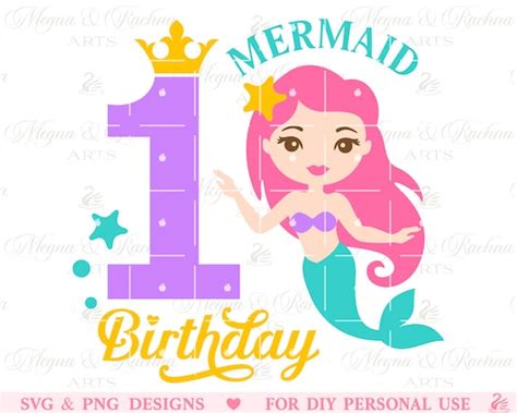 1st Birthday Mermaid Svg First Birthday Mermaid Mermaid Etsy