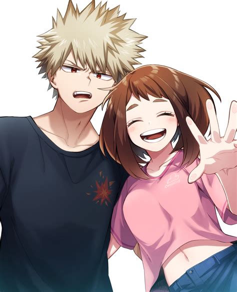 Safebooru 1boy 1girl D Arm Around Back Bakugou Katsuki Black Shirt Blonde Hair Boku No