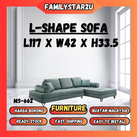 Ms 662 L Shape 3 Seater Sofa Sofa Ruang Tamu Fabric Sofa Shopee