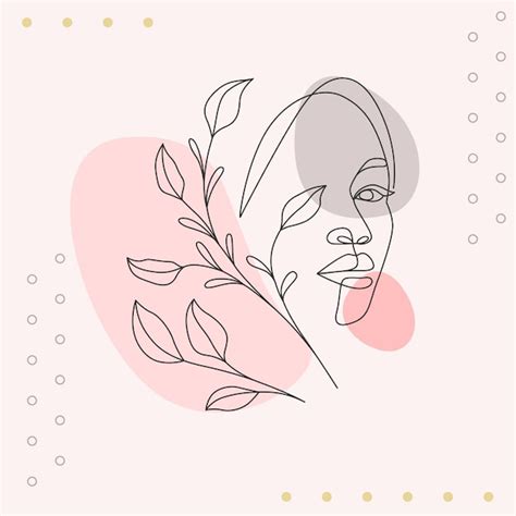 Dise O Minimalista De Retrato De Mujer Y Flores En Un Estilo