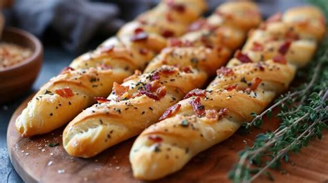 Premium Photo Savory Italian Breadsticks With Crispy Bacon