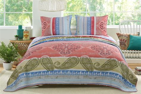 Barefoot Bungalow Hillsborough Coral Colored King Size Quilt Set 3