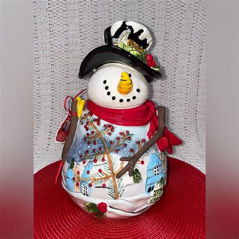 Blue Sky | Holiday | Blue Sky Clayworks Snowman Cookie Jar The Night ...