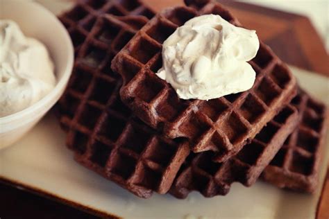 mexican dark chocolate waffles  cinnamon whipped cream waffle