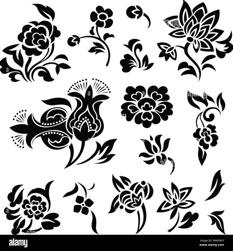 Flower border clip art Black and White Stock Photos & Images - Alamy