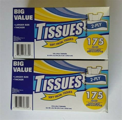 Big Value Facial Tissues 2 Ply 175 Sheets Lot Of 2 639277707390 Unbranded Facial Tissues 2