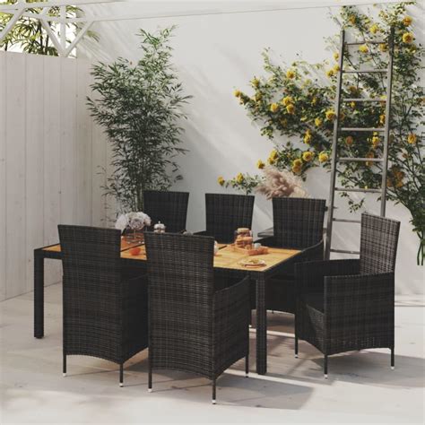 Mobilier à dîner de jardin 7 pcs Ensemble table et chaise et coussins