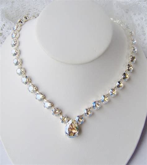 Swarovski Crystal Rhinestone Necklace Crystal Moonlight Etsy