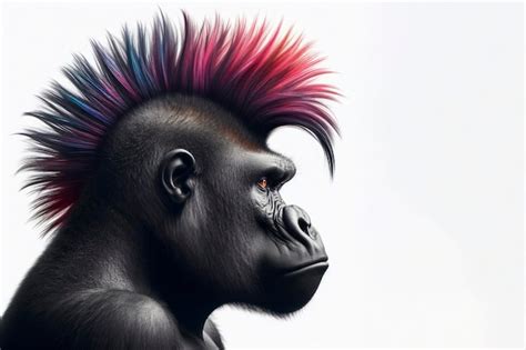 Premium Photo Gorilla Monkey With Bright Mohawk Isolated On Solid