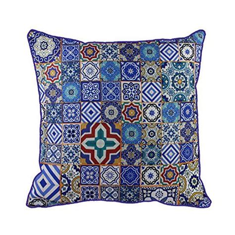 Tiles Mosaic Spanish Moroccan Cushion Covers Moorish Arabesque Style