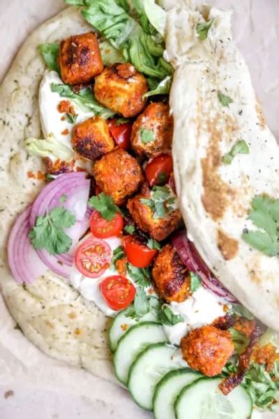 Vegan Tofu Tandoori Garlic Coriander Naan Wraps Cooking With Parita