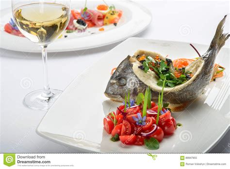 Roasted Sea Bass Stock Image Image Of Food Cuisine 89947955