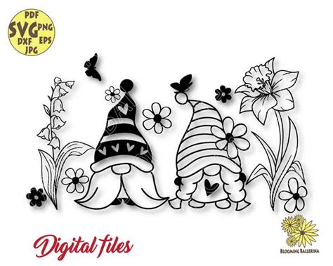 Spring Gnomes With Daffodil Lily Of Valley Svg File Gnomes Etsy