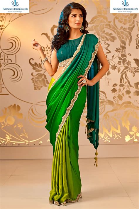 Fancy Green Color Multi Shade Sarees New Designs For Indian Pakistani