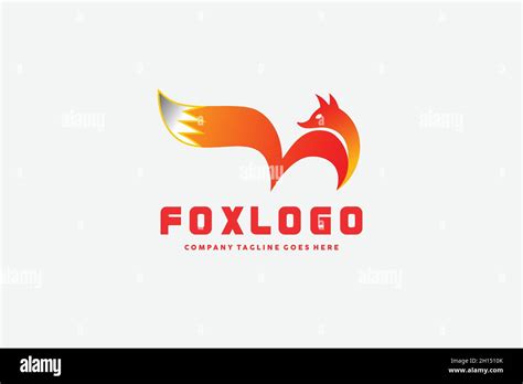 orange fox logo design template illustration, simple orange fox in ...