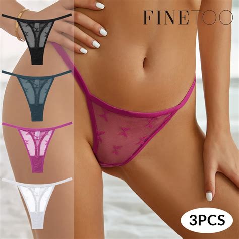 Finetoo String En Dentelle Pour Femme Culotte Taille Basse Sous V