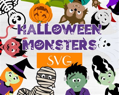 Halloween Monsters SVG PNG DXF Digital Download Halloween - Etsy