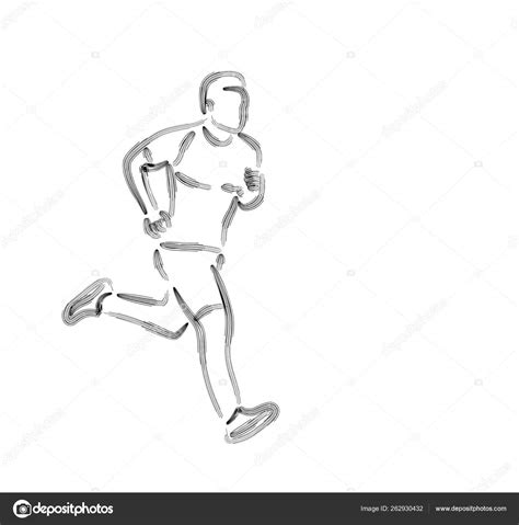 Beautiful Sports Boy Doing Exercises Line Art Drawing Vector Il Stock