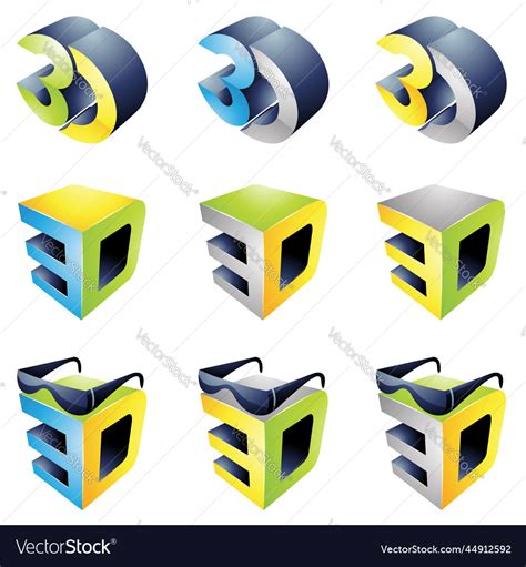 3d Viewing Experience Icons Royalty Free Vector Image