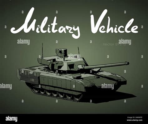 Tanque de batalla ruso moderno Máquina militar Ilustración vectorial