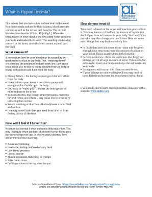 Fillable Online FACT SHEET ABOUT Low Blood Sodium Hyponatremia Q