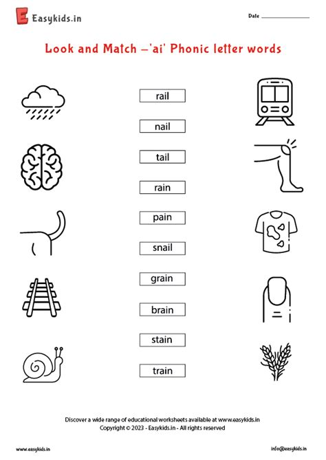 Look And Match Ai Phonic Letter Words Worksheet