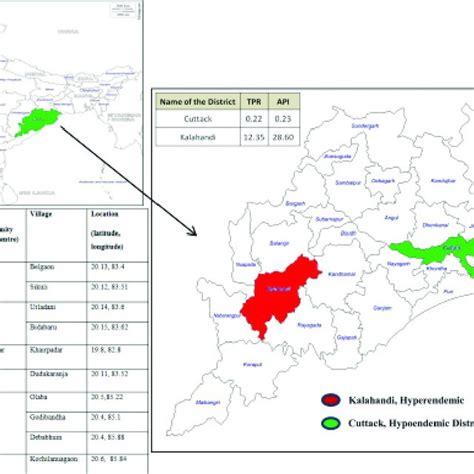 Map showing the study area, Kalahandi and Cuttack district of Odisha ...