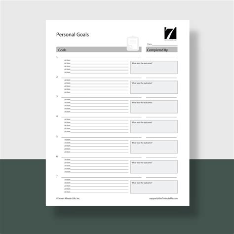 Personal Goals Template The 7 Minute Life Worksheets Library