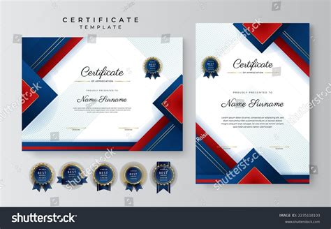 Blue Red Certificate Achievement Border Template Stock Vector Royalty