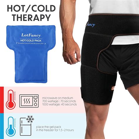 LotFancy Hip Brace With Hot Cold Gel Pack Compression Support For Hip Thigh Sciatica Pain