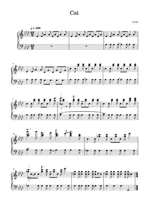 Cat Arr C418 Sheet Music C418 Piano Solo