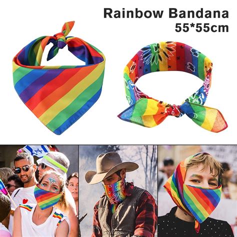 Pcs Festival Rainbow Bandanas Unisex Scarf Gay Pride Striped Color Hair Band Gay Parade