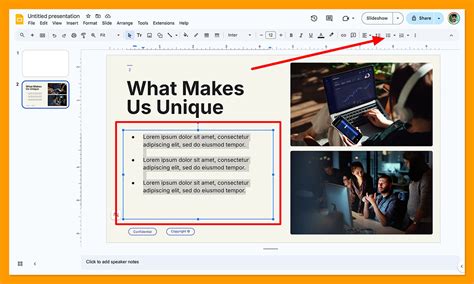 how to put a bullet point in google slides