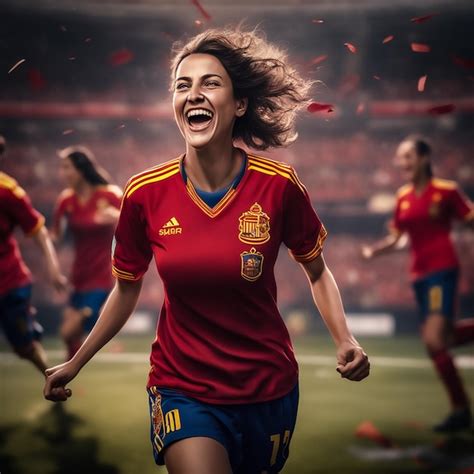 Premium AI Image | spanish women soccer players happy with victory