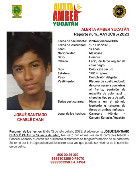 Emiten Alerta Amber Por La Desaparici N De Un Joven En La M Rida Canc N