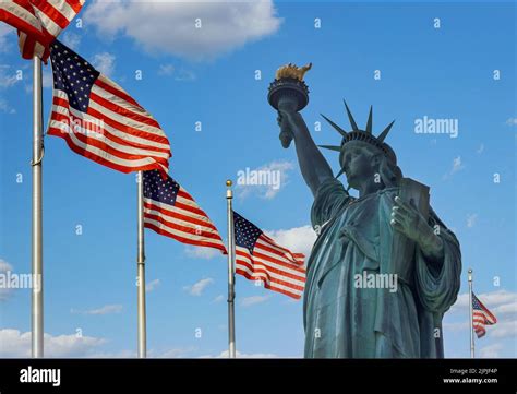 Usa Flag Statue Of Liberty Independence Day United States Us