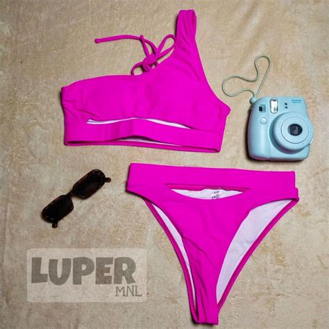 Hot Pink Cut Out Two Piece Swimsuit Shein Bikini Women S Fashion Swimwear Bikinis Swimsuits