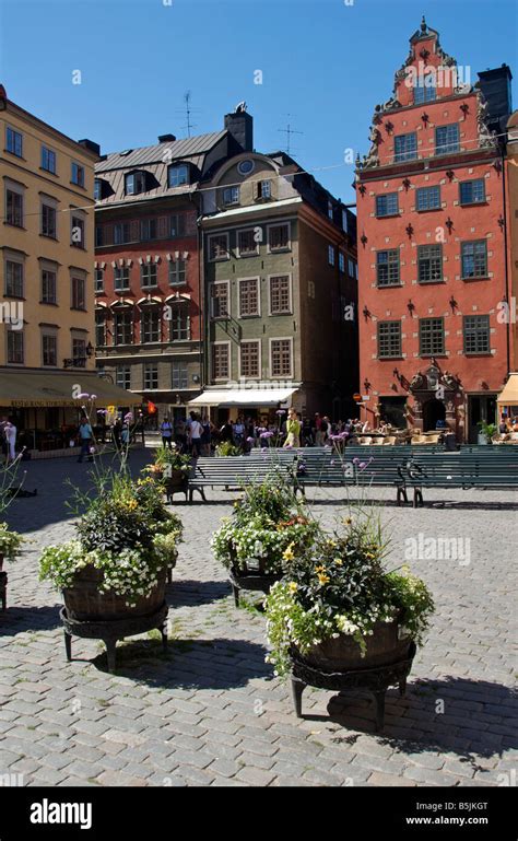 Houses and Restaurants Stortorget Gamla Stan Stockholm Sweden Stock ...