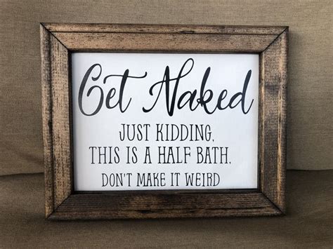 Get Naked Bathroom Sign Funny Bathrooms Signs Reverse Canvas Etsy