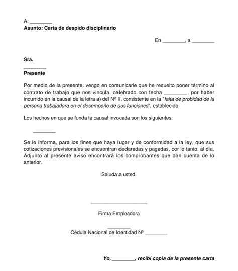 Modelo De Carta De Despido Disciplinario Por Hurto Compartir Carta