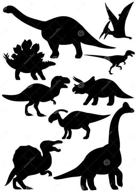 Dinosaur Silhouette Set Stock Vector Illustration Of Apatosaurus