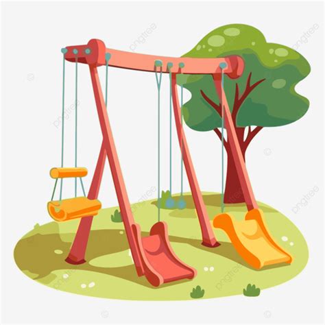 Swingset Clipart Cute Playground With Swings In Vintage Cartoon Style ...