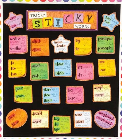 Tricky Sticky Words Mini Bulletin Board Set Grade 2 5 Bulletin Board Sets Tricky Words Sticky