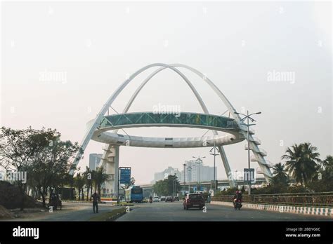 A spaceship like architecture of Biswa Bangla Gate, Kolkata Stock Photo ...