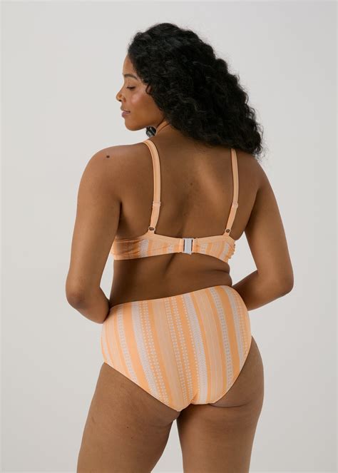 Orange Jacquard D Plus Ruched Bikini Top Matalan