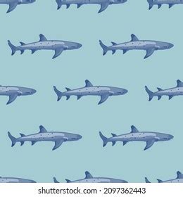 Reef Shark Seamless Pattern Scandinavian Style Stock Vector Royalty