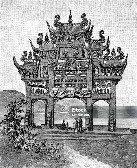 Arch In Honor Of A Chinese Virgin Stock Illustration Download Image