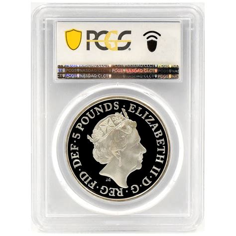 イギリス 2017 エリザベス2世 5ポンド 銀貨 PCGS PF69DC クヌート1世戴冠1000周年記念 45541196