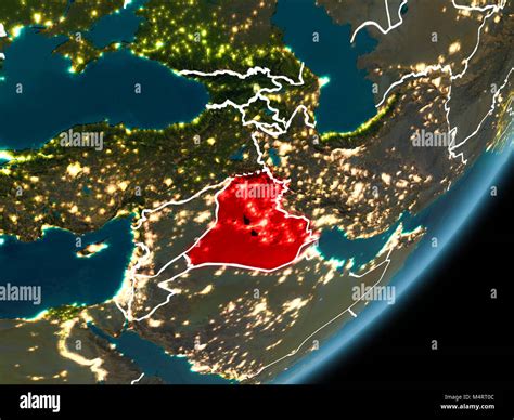 Iraq As Seen From Earths Orbit On Planet Earth At Night Highlighted In