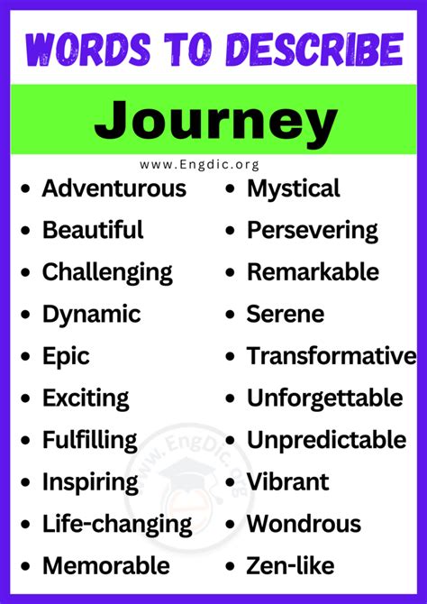 Best Words To Describe Journey Adjectives For Journey Engdic